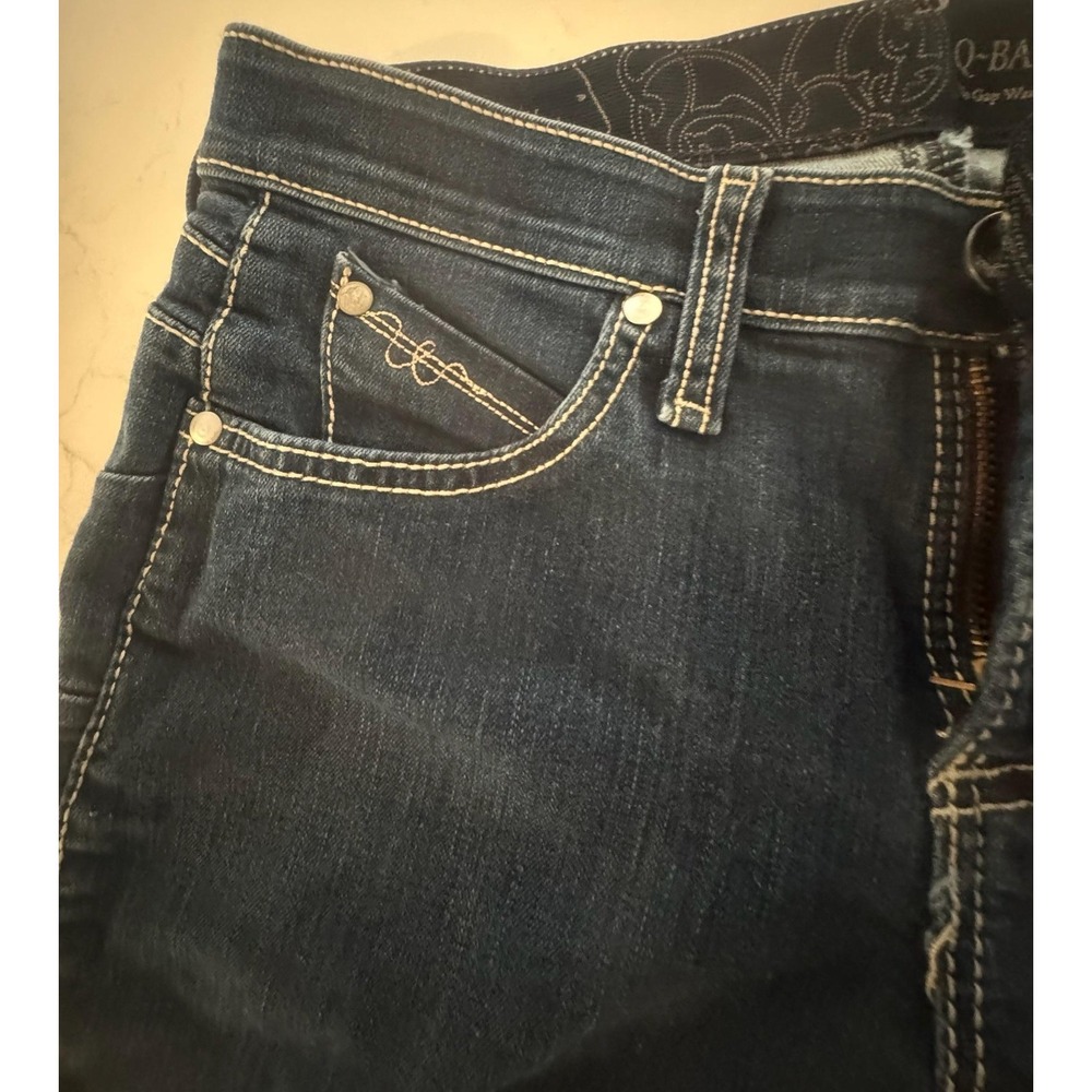 Wrangler Q-Baby Bootcut Jeans Womens 1/2 X 32 Blue Dark Wash Stretch Denim - Picture 3 of 10